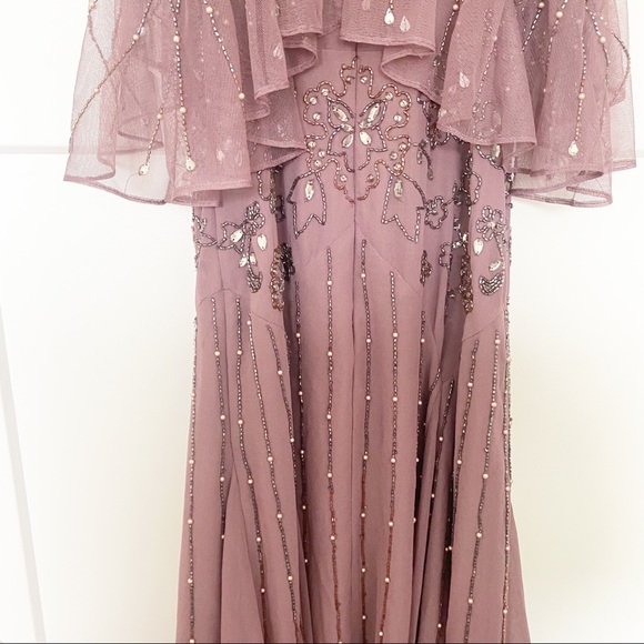 ASOS Floral Embellished Cape Midi Dress Dusty Purple Size 4 - Picture 11 of 15